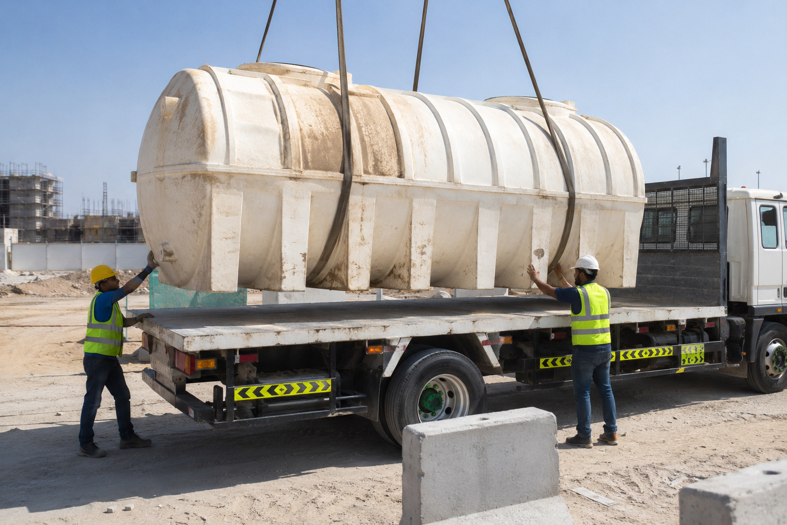 Fiberglass GRP water tank removed from a rooftop installation